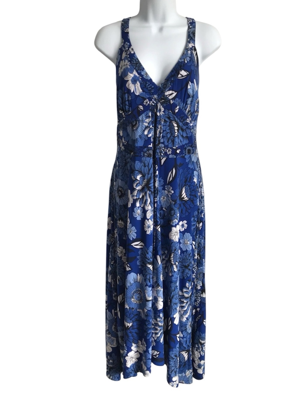 INC Women’s XL International Concepts Blue & White Floral Sleeveless Dress EUC